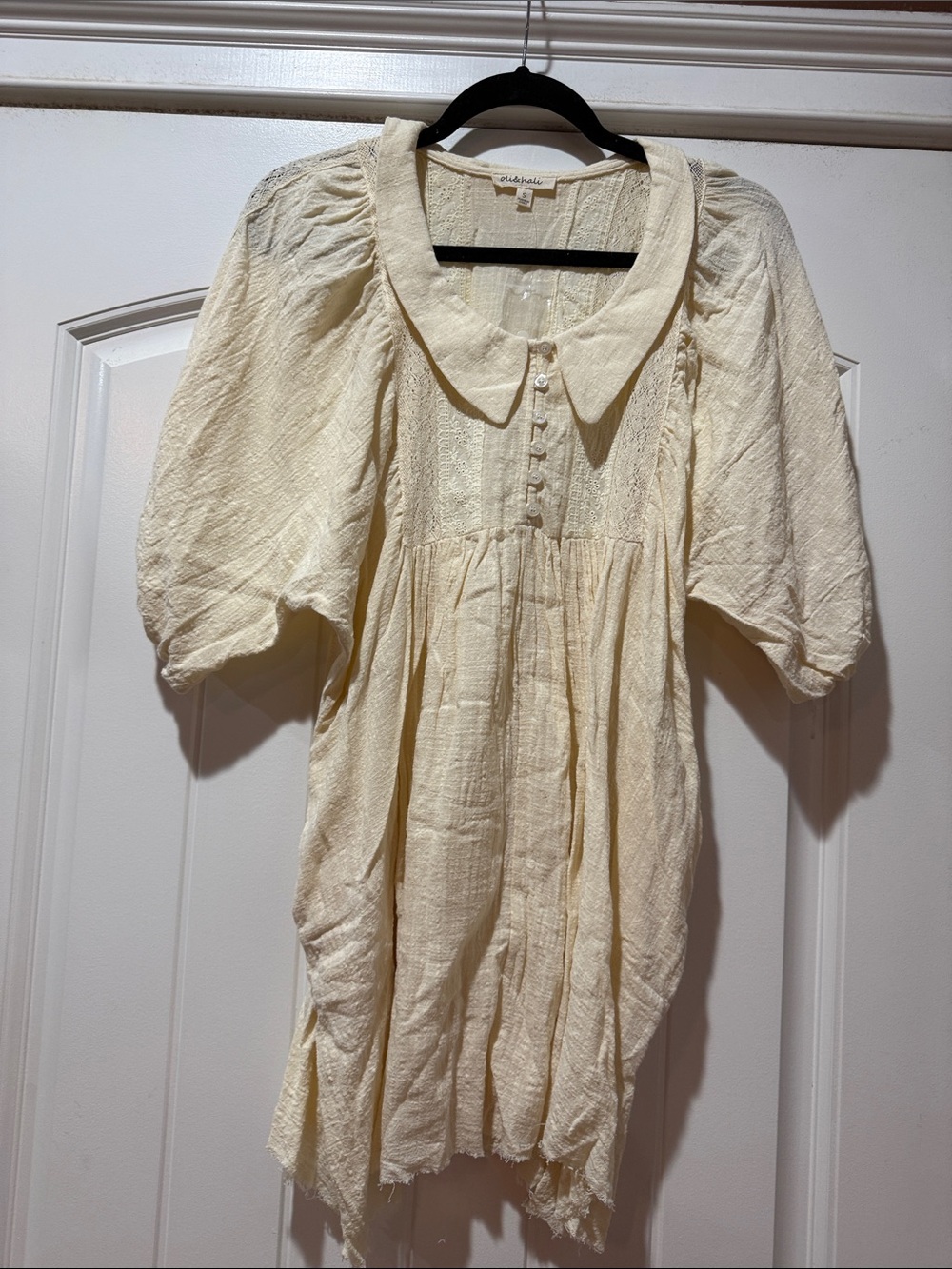 Oli & Hali Ivory Textured Blouse with Peter Pan Collar